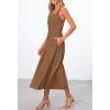 MEROKEETY Women’s 2026 Summer Sleeveless Midi Dress Square Neck Smocked Flowy A Line Beach Dresses(Coffee)