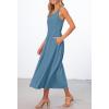 MEROKEETY Women’s 2026 Summer Sleeveless Midi Dress Square Neck Smocked Flowy A Line Beach Dresses(Dusty Blue)