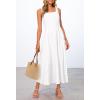 MEROKEETY Women’s 2026 Summer Sleeveless Midi Dress Square Neck Smocked Flowy A Line Beach Dresses(Ivory)