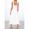 MEROKEETY Women’s 2026 Summer Sleeveless Midi Dress Square Neck Smocked Flowy A Line Beach Dresses(Ivory)