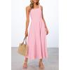 MEROKEETY Women’s 2026 Summer Sleeveless Midi Dress Square Neck Smocked Flowy A Line Beach Dresses(Light Pink)