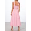 MEROKEETY Women’s 2026 Summer Sleeveless Midi Dress Square Neck Smocked Flowy A Line Beach Dresses(Light Pink)