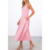 MEROKEETY Women’s 2026 Summer Sleeveless Midi Dress Square Neck Smocked Flowy A Line Beach Dresses(Light Pink)