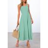 MEROKEETY Women’s 2026 Summer Sleeveless Midi Dress Square Neck Smocked Flowy A Line Beach Dresses(Sage)