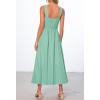 MEROKEETY Women’s 2026 Summer Sleeveless Midi Dress Square Neck Smocked Flowy A Line Beach Dresses(Sage)