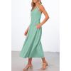 MEROKEETY Women’s 2026 Summer Sleeveless Midi Dress Square Neck Smocked Flowy A Line Beach Dresses(Sage)