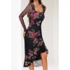 MEROKEETY Women’s 2026 Wedding Guest Dress Bodycon Long Sleeve Square Neck Ruched Mesh Cocktail Party Holiday Midi Dresses(Black)