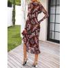 MEROKEETY Women’s 2026 Wedding Guest Dress Bodycon Long Sleeve Square Neck Ruched Mesh Cocktail Party Holiday Midi Dresses(Brown)