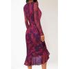 MEROKEETY Women’s 2026 Wedding Guest Dress Bodycon Long Sleeve Square Neck Ruched Mesh Cocktail Party Holiday Midi Dresses(Plum)