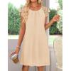 MEROKEETY Women’s Casual Summer T Shirt Dress Beach Vacation Lace Sleeveless Flowy Pleated Mini Sundress(Apricot)