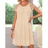 MEROKEETY Women’s Casual Summer T Shirt Dress Beach Vacation Lace Sleeveless Flowy Pleated Mini Sundress(Apricot)
