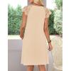 MEROKEETY Women’s Casual Summer T Shirt Dress Beach Vacation Lace Sleeveless Flowy Pleated Mini Sundress(Apricot)