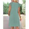 MEROKEETY Women’s Casual Summer T Shirt Dress Beach Vacation Lace Sleeveless Flowy Pleated Mini Sundress(Aqua)