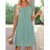 MEROKEETY Women’s Casual Summer T Shirt Dress Beach Vacation Lace Sleeveless Flowy Pleated Mini Sundress(Aqua)