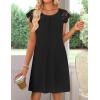 MEROKEETY Women’s Casual Summer T Shirt Dress Beach Vacation Lace Sleeveless Flowy Pleated Mini Sundress(Black)