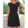 MEROKEETY Women’s Casual Summer T Shirt Dress Beach Vacation Lace Sleeveless Flowy Pleated Mini Sundress(Black)