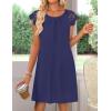 MEROKEETY Women’s Casual Summer T Shirt Dress Beach Vacation Lace Sleeveless Flowy Pleated Mini Sundress(Navy)