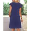 MEROKEETY Women’s Casual Summer T Shirt Dress Beach Vacation Lace Sleeveless Flowy Pleated Mini Sundress(Navy)