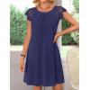 MEROKEETY Women’s Casual Summer T Shirt Dress Beach Vacation Lace Sleeveless Flowy Pleated Mini Sundress(Navy)