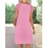 MEROKEETY Women’s Casual Summer T Shirt Dress Beach Vacation Lace Sleeveless Flowy Pleated Mini Sundress(Pink)