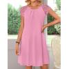 MEROKEETY Women’s Casual Summer T Shirt Dress Beach Vacation Lace Sleeveless Flowy Pleated Mini Sundress(Pink)