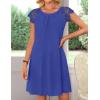MEROKEETY Women’s Casual Summer T Shirt Dress Beach Vacation Lace Sleeveless Flowy Pleated Mini Sundress(Royal)