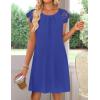 MEROKEETY Women’s Casual Summer T Shirt Dress Beach Vacation Lace Sleeveless Flowy Pleated Mini Sundress(Royal)