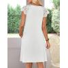 MEROKEETY Women’s Casual Summer T Shirt Dress Beach Vacation Lace Sleeveless Flowy Pleated Mini Sundress(White)
