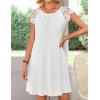 MEROKEETY Women’s Casual Summer T Shirt Dress Beach Vacation Lace Sleeveless Flowy Pleated Mini Sundress(White)