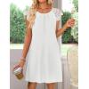 MEROKEETY Women’s Casual Summer T Shirt Dress Beach Vacation Lace Sleeveless Flowy Pleated Mini Sundress(White)