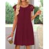 MEROKEETY Women’s Casual Summer T Shirt Dress Beach Vacation Lace Sleeveless Flowy Pleated Mini Sundress(Wine)