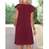 MEROKEETY Women’s Casual Summer T Shirt Dress Beach Vacation Lace Sleeveless Flowy Pleated Mini Sundress(Wine)