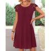 MEROKEETY Women’s Casual Summer T Shirt Dress Beach Vacation Lace Sleeveless Flowy Pleated Mini Sundress(Wine)