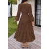 MEROKEETY Women’s Fall Long Sleeve Floral Maxi Dress Lace Eyelet Hollow Out Tiered Boho Wedding Guest Dresses Pockets(Coffee)