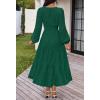 MEROKEETY Women’s Fall Long Sleeve Floral Maxi Dress Lace Eyelet Hollow Out Tiered Boho Wedding Guest Dresses Pockets(Dark Green)