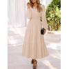 MEROKEETY Women’s Fall Long Sleeve Maxi Dress 2026 Boho Ruffle Tiered Swiss Dots Wedding Guest Cocktail Long Dresses(Apricot)