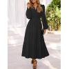 MEROKEETY Women’s Fall Long Sleeve Maxi Dress 2026 Boho Ruffle Tiered Swiss Dots Wedding Guest Cocktail Long Dresses(Black)