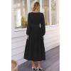 MEROKEETY Women’s Fall Long Sleeve Maxi Dress 2026 Boho Ruffle Tiered Swiss Dots Wedding Guest Cocktail Long Dresses(Black)