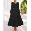 MEROKEETY Women’s Fall Long Sleeve Maxi Dress 2026 Boho Ruffle Tiered Swiss Dots Wedding Guest Cocktail Long Dresses(Black)