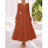 MEROKEETY Women’s Fall Long Sleeve Maxi Dress 2026 Boho Ruffle Tiered Swiss Dots Wedding Guest Cocktail Long Dresses(Brick Red)