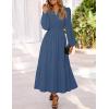 MEROKEETY Women’s Fall Long Sleeve Maxi Dress 2026 Boho Ruffle Tiered Swiss Dots Wedding Guest Cocktail Long Dresses(Dark Blue)
