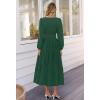 MEROKEETY Women’s Fall Long Sleeve Maxi Dress 2026 Boho Ruffle Tiered Swiss Dots Wedding Guest Cocktail Long Dresses(Dark Green)
