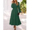MEROKEETY Women’s Fall Long Sleeve Maxi Dress 2026 Boho Ruffle Tiered Swiss Dots Wedding Guest Cocktail Long Dresses(Dark Green)