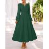 MEROKEETY Women’s Fall Long Sleeve Maxi Dress 2026 Boho Ruffle Tiered Swiss Dots Wedding Guest Cocktail Long Dresses(Dark Green)
