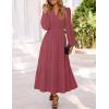MEROKEETY Women’s Fall Long Sleeve Maxi Dress 2026 Boho Ruffle Tiered Swiss Dots Wedding Guest Cocktail Long Dresses(Maroon)