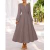 MEROKEETY Women’s Fall Long Sleeve Maxi Dress 2026 Boho Ruffle Tiered Swiss Dots Wedding Guest Cocktail Long Dresses(Mocha)