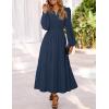 MEROKEETY Women’s Fall Long Sleeve Maxi Dress 2026 Boho Ruffle Tiered Swiss Dots Wedding Guest Cocktail Long Dresses(Navy)