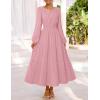 MEROKEETY Women’s Fall Long Sleeve Maxi Dress 2026 Boho Ruffle Tiered Swiss Dots Wedding Guest Cocktail Long Dresses(Pink)