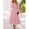 MEROKEETY Women’s Fall Long Sleeve Maxi Dress 2026 Boho Ruffle Tiered Swiss Dots Wedding Guest Cocktail Long Dresses(Pink)