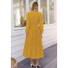 MEROKEETY Women’s Fall Long Sleeve Maxi Dress 2026 Boho Ruffle Tiered Swiss Dots Wedding Guest Cocktail Long Dresses(Turmeric)